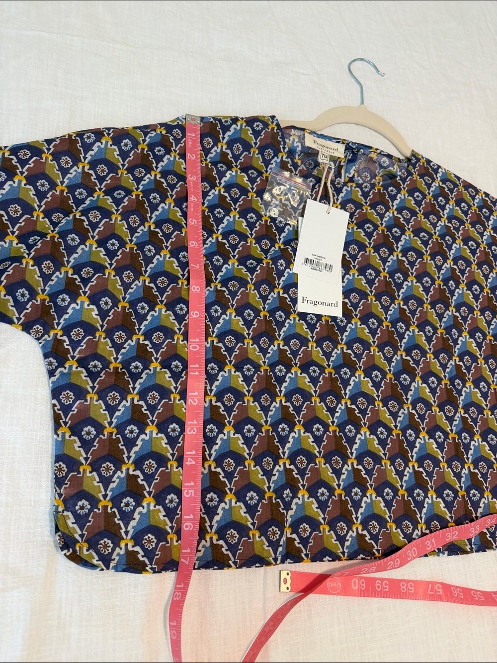 NWT Fragonard Paris French Cotton Block Print Top Boho European Summer Artisan - Picture 12 of 13